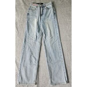 Playboy Jeans Womens 27 Ripped Boyfriend Light Blue Pink Bunny Logo 90's